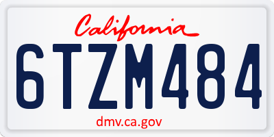 CA license plate 6TZM484