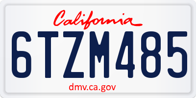 CA license plate 6TZM485