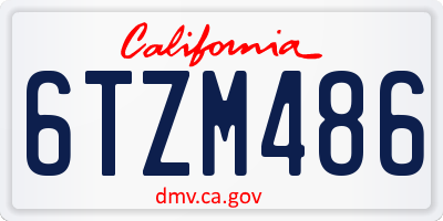 CA license plate 6TZM486