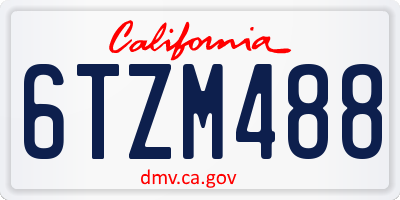 CA license plate 6TZM488