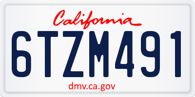 CA license plate 6TZM491