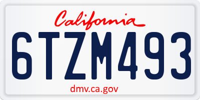 CA license plate 6TZM493