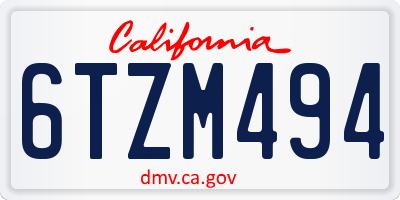 CA license plate 6TZM494