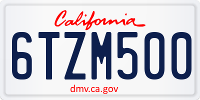 CA license plate 6TZM500