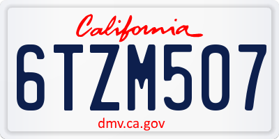 CA license plate 6TZM507
