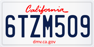 CA license plate 6TZM509