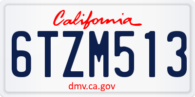 CA license plate 6TZM513