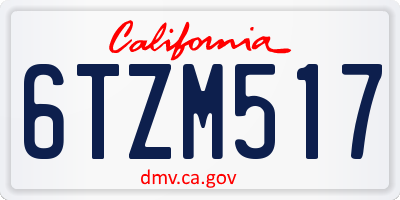 CA license plate 6TZM517