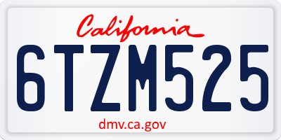 CA license plate 6TZM525
