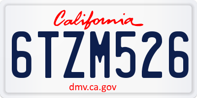 CA license plate 6TZM526