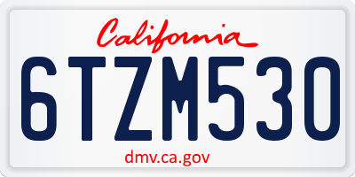 CA license plate 6TZM530