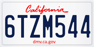 CA license plate 6TZM544