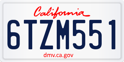 CA license plate 6TZM551
