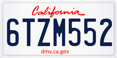 CA license plate 6TZM552