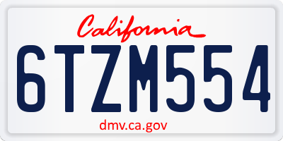 CA license plate 6TZM554