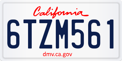 CA license plate 6TZM561
