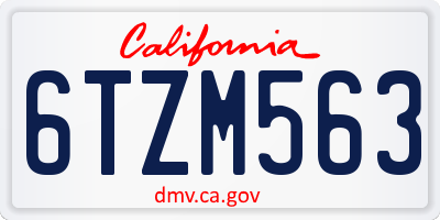 CA license plate 6TZM563