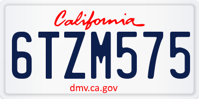 CA license plate 6TZM575