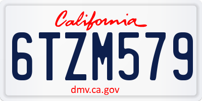 CA license plate 6TZM579