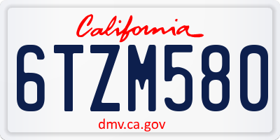 CA license plate 6TZM580