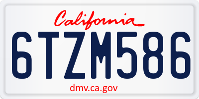 CA license plate 6TZM586