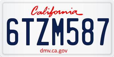 CA license plate 6TZM587