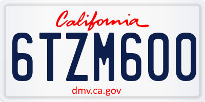CA license plate 6TZM600