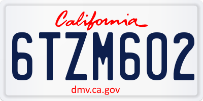 CA license plate 6TZM602
