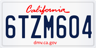 CA license plate 6TZM604