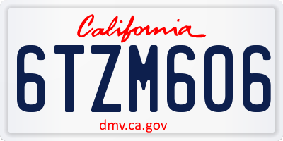 CA license plate 6TZM606
