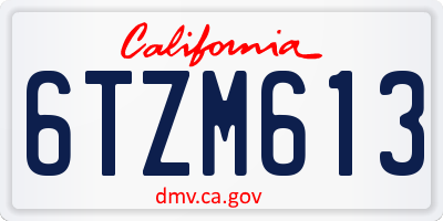 CA license plate 6TZM613