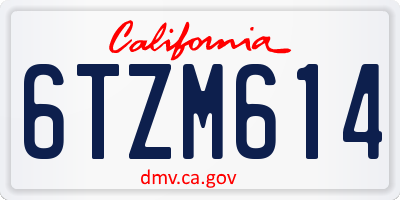 CA license plate 6TZM614