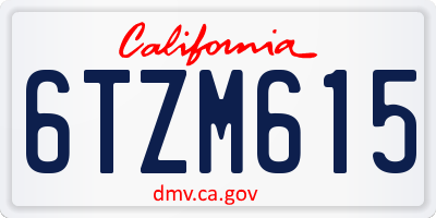 CA license plate 6TZM615