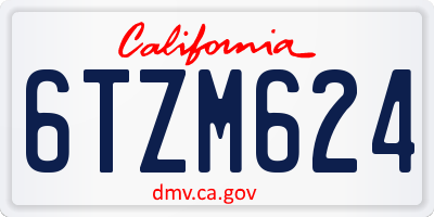 CA license plate 6TZM624