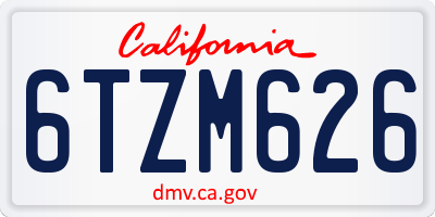 CA license plate 6TZM626