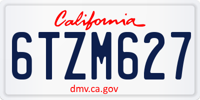CA license plate 6TZM627