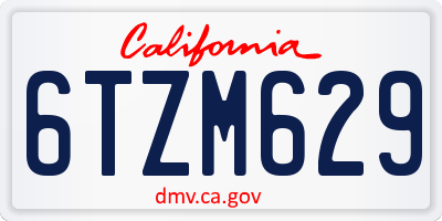 CA license plate 6TZM629