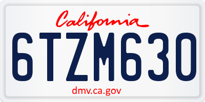CA license plate 6TZM630