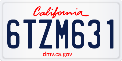 CA license plate 6TZM631