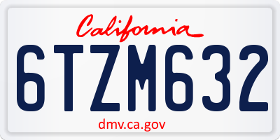 CA license plate 6TZM632