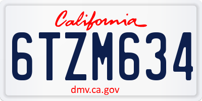 CA license plate 6TZM634
