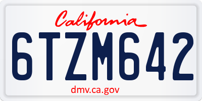 CA license plate 6TZM642