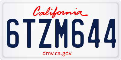 CA license plate 6TZM644