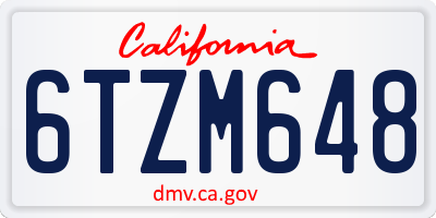 CA license plate 6TZM648