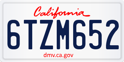 CA license plate 6TZM652