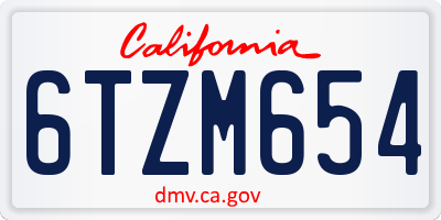 CA license plate 6TZM654