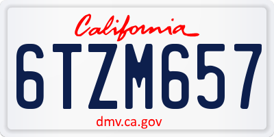 CA license plate 6TZM657