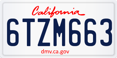 CA license plate 6TZM663