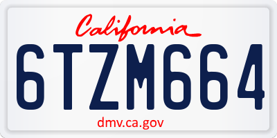 CA license plate 6TZM664
