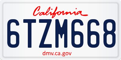 CA license plate 6TZM668